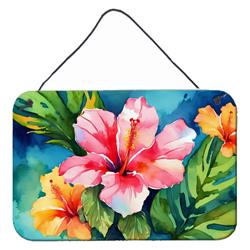 DAC1644DS812 12 x 8 in. Unisex Hawaii Hawaiian Hibiscus in Watercolor Wall or Door Hanging Prints
