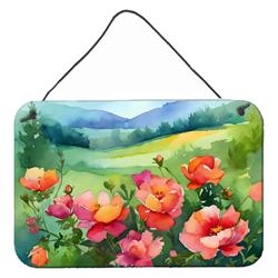 DAC1652DS812 12 x 8 in. Unisex Iowa Wild Prairie Roses in Watercolor Wall or Door Hanging Prints