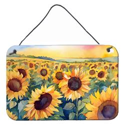 DAC1653DS812 12 x 8 in. Unisex Kansas Sunflowers in Watercolor Wall or Door Hanging Prints