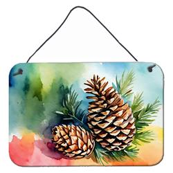 DAC1665DS812 12 x 8 in. Unisex Maine White Pine Cone & Tassels in Watercolor Wall or Door Hanging Prints