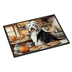 18 x 27 in. Unisex Bearded Collie Fall Kitchen Pumpkins Doormat