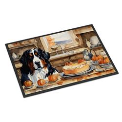 18 x 27 in. Unisex Bernese Mountain Dog Fall Kitchen Pumpkins Doormat