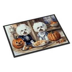 18 x 27 in. Unisex Bichon Frise Fall Kitchen Pumpkins Doormat