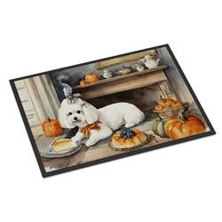 18 x 27 in. Unisex Bichon Frise Fall Kitchen Pumpkins Doormat