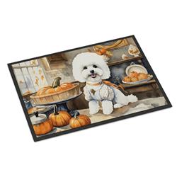 18 x 27 in. Unisex Bichon Frise Fall Kitchen Pumpkins Doormat