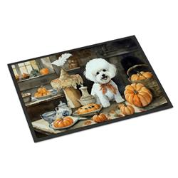 18 x 27 in. Unisex Bichon Frise Fall Kitchen Pumpkins Doormat
