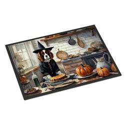 18 x 27 in. Unisex Cavalier Spaniel Fall Kitchen Pumpkins Doormat