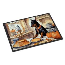 18 x 27 in. Unisex Doberman Pinscher Fall Kitchen Pumpkins Doormat