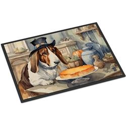 18 x 27 in. Unisex Basset Hound Fall Kitchen Pumpkins Doormat