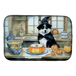 21 x 14 in. Unisex Akita Fall Kitchen Pumpkins Dish Drying Mat