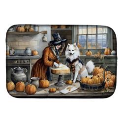 21 x 14 in. Unisex American Eskimo Fall Kitchen Pumpkins Dish Drying Mat