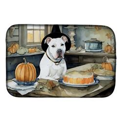 21 x 14 in. Unisex Pit Bull Terrier Fall Kitchen Pumpkins Dish Drying Mat