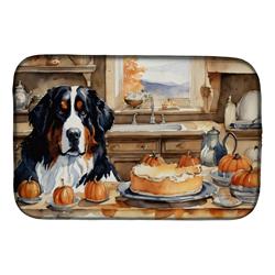 21 x 14 in. Unisex Bernese Mountain Dog Fall Kitchen Pumpkins Dish Drying Mat