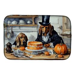 21 x 14 in. Unisex Bloodhound Fall Kitchen Pumpkins Dish Drying Mat