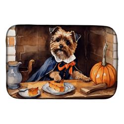 21 x 14 in. Unisex Border Terrier Fall Kitchen Pumpkins Dish Drying Mat