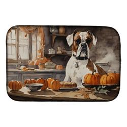 21 x 14 in. Unisex Boxer Fall Kitchen Pumpkins Dish Drying Mat