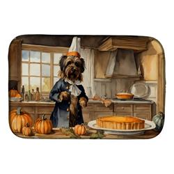 DAC1753DDM 21 x 14 in. Unisex Briard Fall Kitchen Pumpkins Dish Drying Mat