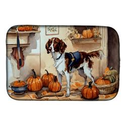 21 x 14 in. Unisex Brittany Fall Kitchen Pumpkins Dish Drying Mat