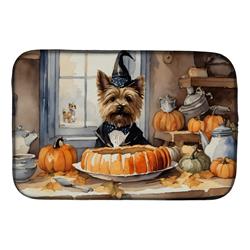 21 x 14 in. Unisex Cairn Terrier Fall Kitchen Pumpkins Dish Drying Mat