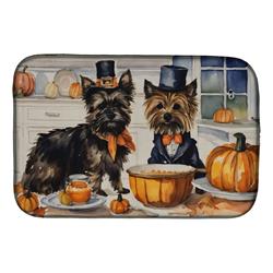 21 x 14 in. Unisex Cairn Terrier Fall Kitchen Pumpkins Dish Drying Mat