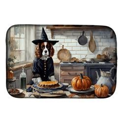 21 x 14 in. Unisex Cavalier Spaniel Fall Kitchen Pumpkins Dish Drying Mat