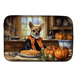21 x 14 in. Unisex Chihuahua Fall Kitchen Pumpkins Dish Drying Mat