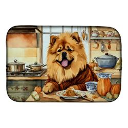 21 x 14 in. Unisex Chow Chow Fall Kitchen Pumpkins Dish Drying Mat