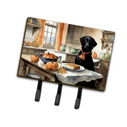 9 x 6 in. Unisex Black Lab Fall Kitchen Pumpkins Leash or Key Holder