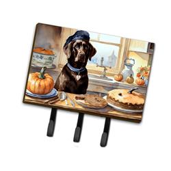 9 x 6 in. Unisex Chocolate Lab Fall Kitchen Pumpkins Leash or Key Holder
