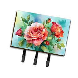 9 x 6 in. Unisex Oklahoma Roses in Watercolor Leash or Key Holder