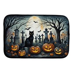 21 x 14 in. Unisex Black Cat Spooky Halloween Dish Drying Mat