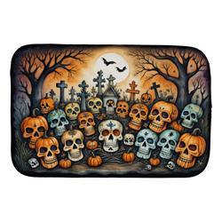 21 x 14 in. Unisex Calaveras Sugar Skulls Spooky Halloween Dish Drying Mat