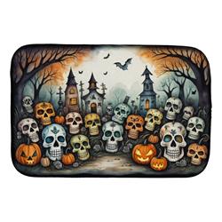 21 x 14 in. Unisex Calaveras Sugar Skulls Spooky Halloween Dish Drying Mat