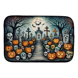 21 x 14 in. Unisex Calaveras Sugar Skulls Spooky Halloween Dish Drying Mat