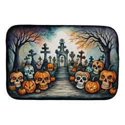 21 x 14 in. Unisex Calaveras Sugar Skulls Spooky Halloween Dish Drying Mat