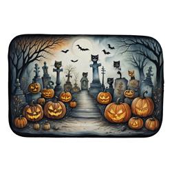 21 x 14 in. Unisex Cat Cemetery Spooky Halloween Dish Drying Mat