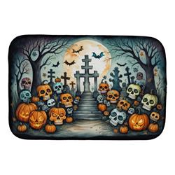 21 x 14 in. Unisex Calaveras Sugar Skulls Spooky Halloween Dish Drying Mat