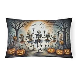 16 x 12 in. Unisex Dancing Skeletons Spooky Halloween Fabric Decorative Pillow