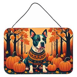 12 x 8 in. Unisex Pit Bull Terrier Fall Wall or Door Hanging Prints