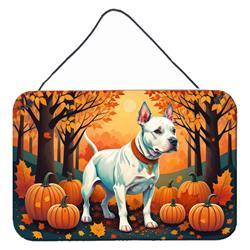 12 x 8 in. Unisex White Pit Bull Terrier Fall Wall or Door Hanging Prints