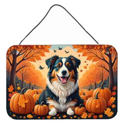 12 x 8 in. Unisex Australian Shepherd Terrier Fall Wall or Door Hanging Prints
