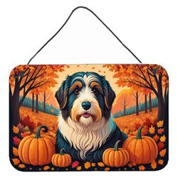 12 x 8 in. Unisex Bearded Collie Fall Wall or Door Hanging Prints