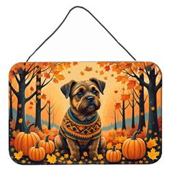 12 x 8 in. Unisex Border Terrier Fall Wall or Door Hanging Prints