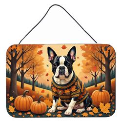 12 x 8 in. Unisex Boston Terrier Fall Wall or Door Hanging Prints