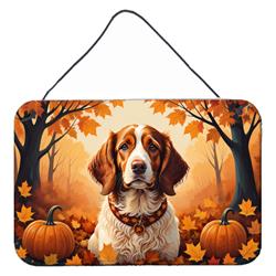 12 x 8 in. Unisex Brittany Spaniel Fall Wall or Door Hanging Prints