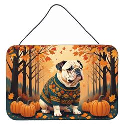DAC1030DS812 12 x 8 in. Unisex White English Bulldog Fall Wall or Door Hanging Prints