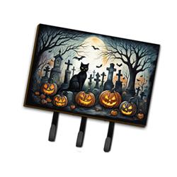 9 x 6 in. Unisex Black Cat Spooky Halloween Leash or Key Holder
