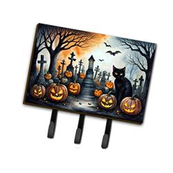 9 x 6 in. Unisex Black Cat Spooky Halloween Leash or Key Holder