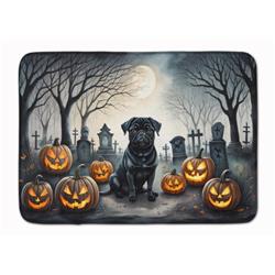 19 x 27 in. Unisex Black Pug Spooky Halloween Memory Foam Kitchen Mat