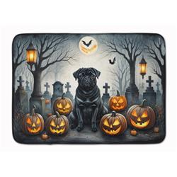 19 x 27 in. Unisex Black Pug Spooky Halloween Memory Foam Kitchen Mat